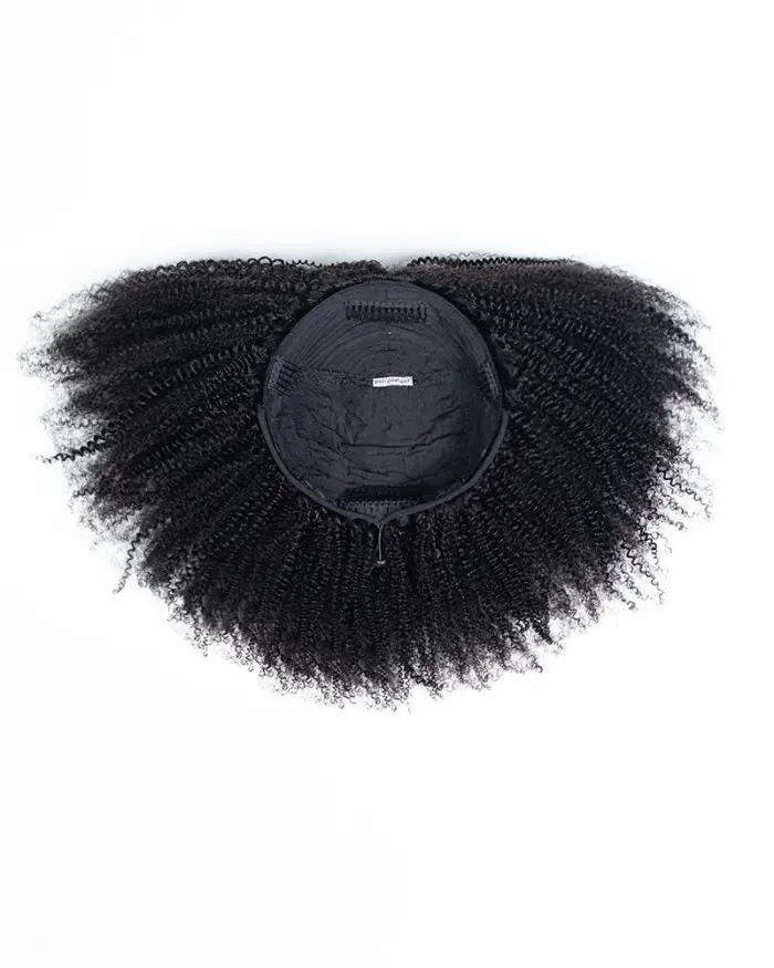 HerGivenHair Glueless Kinky & Coily Human Hair Half Wig - 3-in-1 Multi-textured, Versatile Cap, Drawstring Ponytail Hair Pieces for Black Girls, Afro Kinky Hair