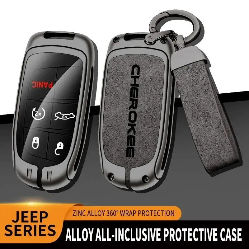 Zinc Alloy Car Key Case Cover Shell Fob For Jeep Cherokee Remote Control Protector For JEEP CHEROKEE Key Cover Auto Accessories