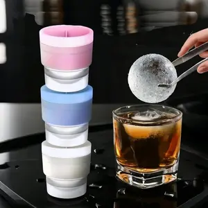 Ice Ball Molds - Set of 3, Round Ice Cube Molds, 2-Inch Spherical Ice Cubes for Whiskey, Cocktails, Bourbon Cocktail Ice Cube Mold Kitchen Utensils (multi-color)