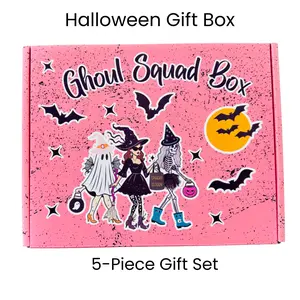 Spooky Ghoul Squad Halloween Gift Box | Women’s 5-Piece Apparel & Drinkware Set | T-Shirt, Tumbler, Earrings & Stickers