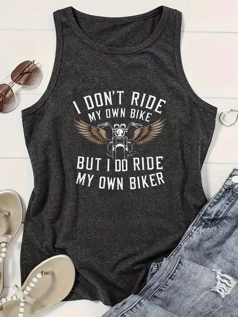 Men Fit, Women Size Down - I Dont Ride My Own Bike Tank Top, Funny Biker Tank, Motorcycle Humor Shirt, Biker Chick Tank, Womens Summer Top, Casual Graphic Tank, Trendy Statement Shirt