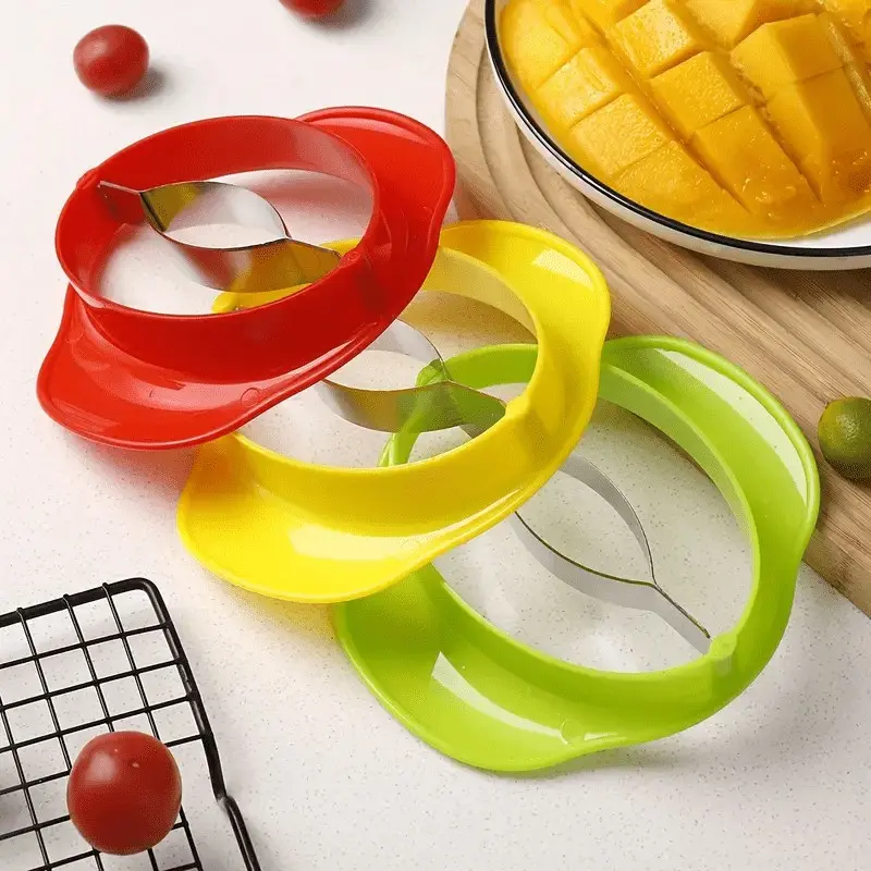Multi-Function Mango Slicer, Easy-Grip Handle Design, Fast Peeling Coring, Kitchen Camping Picnic Fruit Cutting Tool
