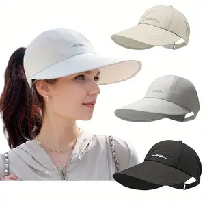 2pcs large brim sun protection duckbill hat for women's outdoor sky top baseball cap for men's sports baseball sun hat can be tied in a ponytail