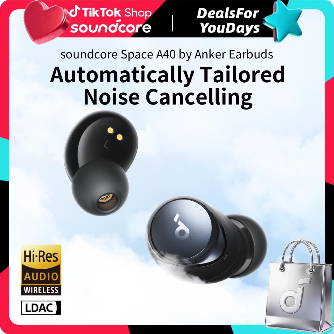soundcore by Anker Space A40 Adaptive Active Noise Cancelling Wireless Earbuds, Reduce Noise by Up to 98%, Ultra Long 50H Playtime, 10H Single Playtime, Hi-Res Sound, Comfortable Fit, Wireless Charge #DealsForYouDays, #SummerWins