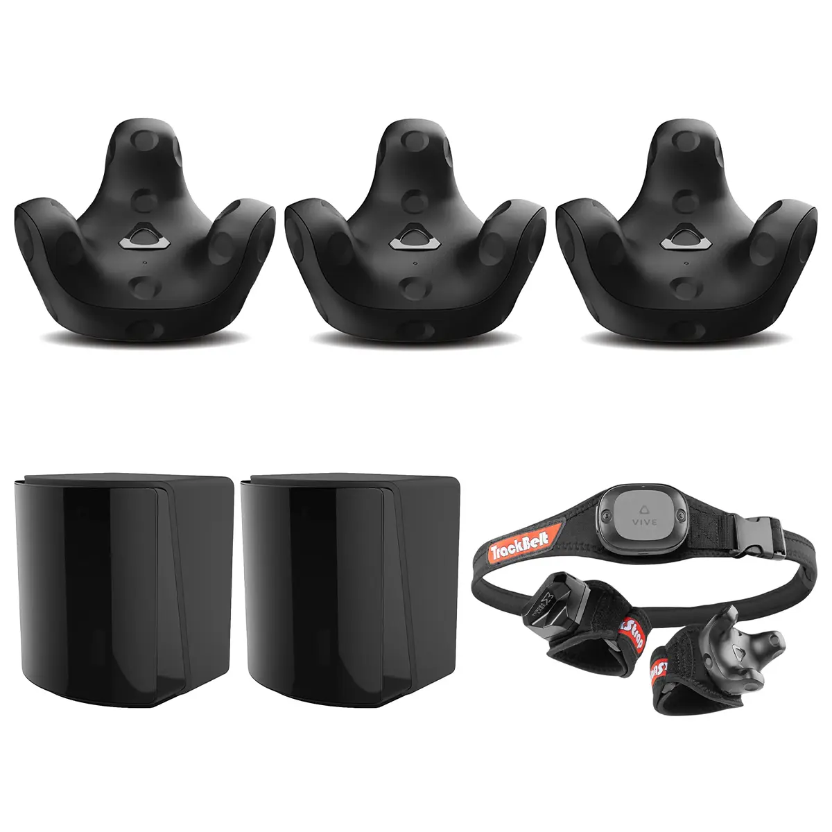 HTC VIVE Tracker (3.0) Complete Pack - 3 Pack, 2x Base Station 1.0, Straps, Full Body Track Equipment with USB Compatibility