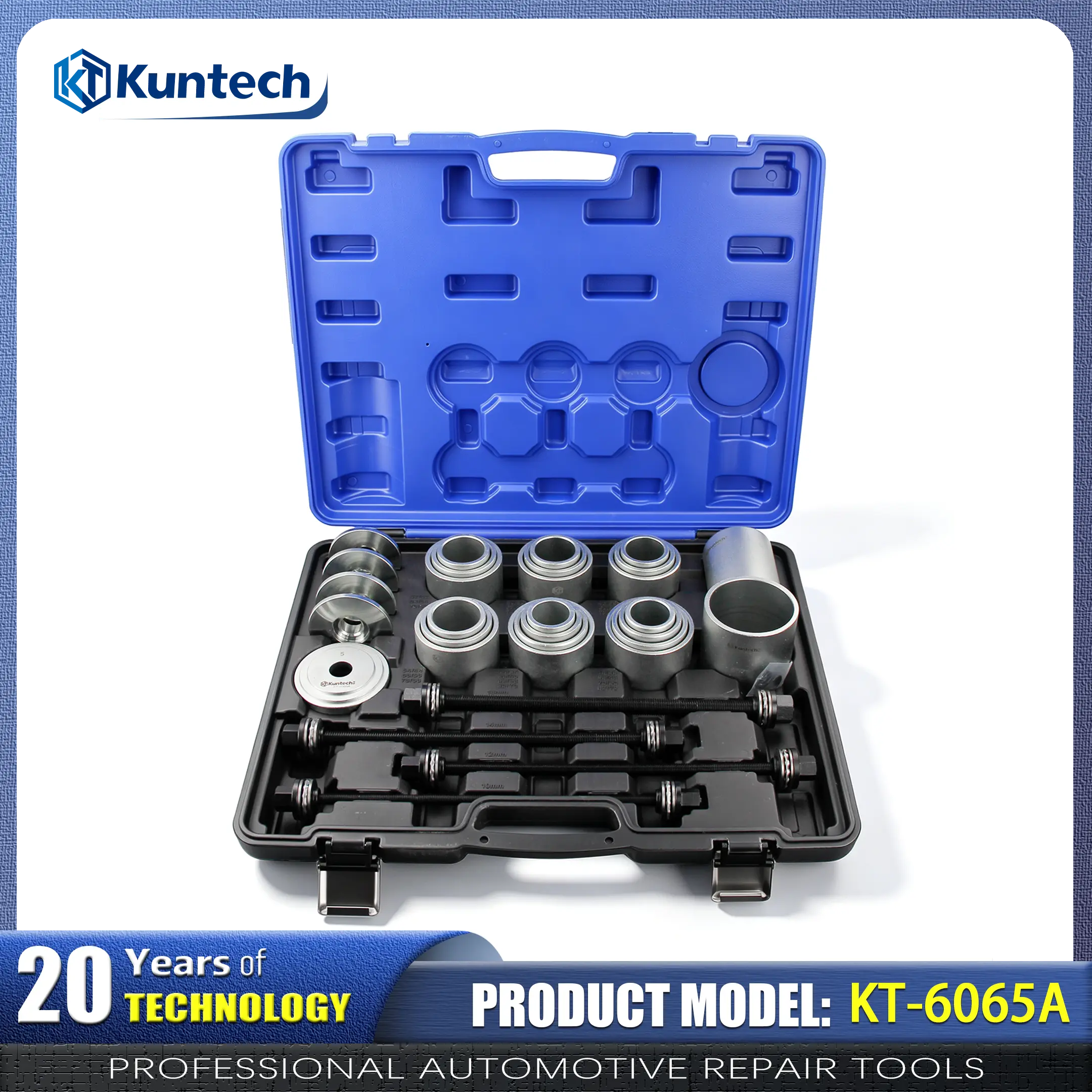 37PCS Master Bushing Removal & Installation Tool Kit, Universal Press Sleeve Set for Automotive Control Arm Suspension Rubber Iron Bushing Service KT-6065A