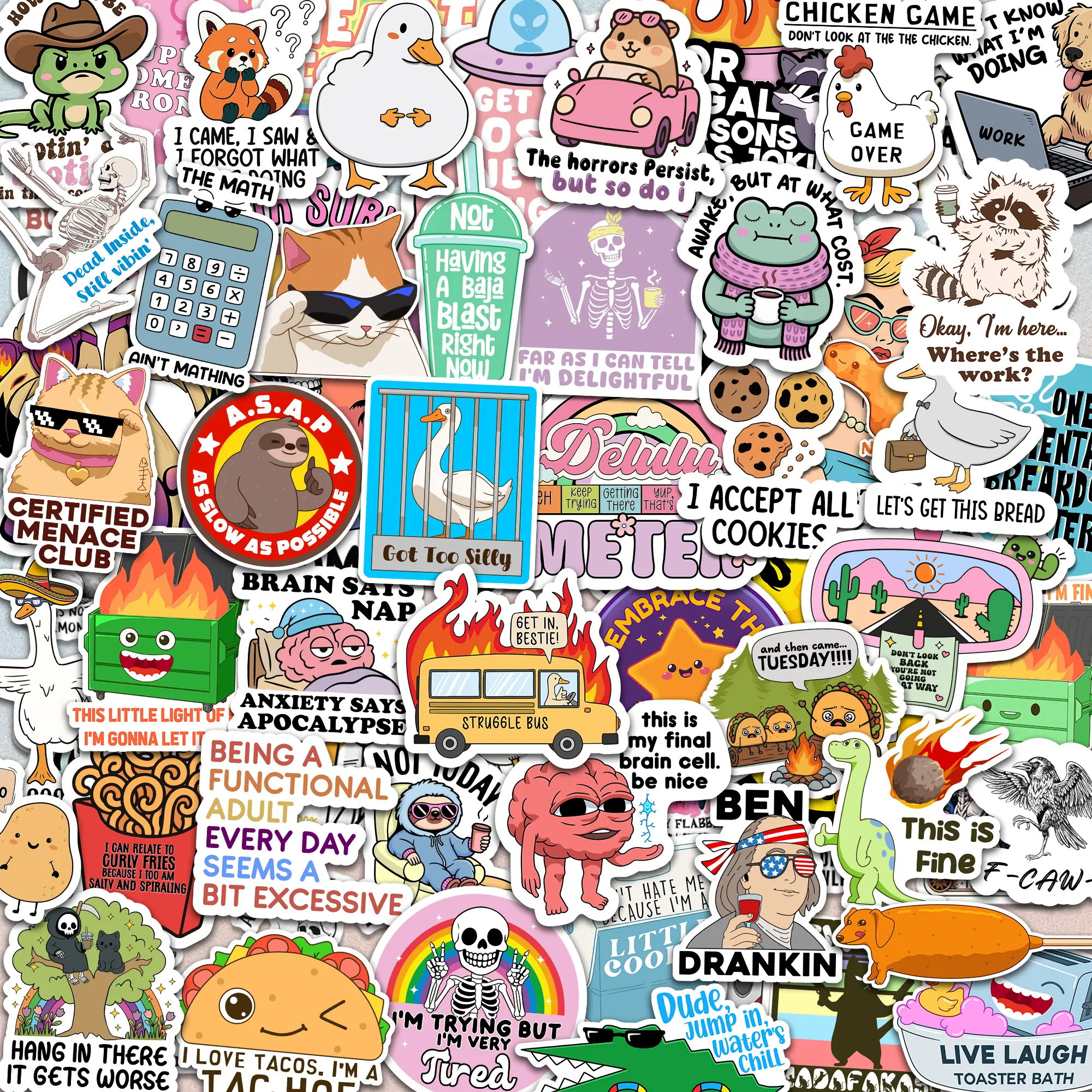 Delulu Is the Solulu – 300-Piece Funny Holographic Stickers for Adults, Sarcastic Meme Vinyl Decals for Friends & Coworkers, Waterproof for Laptops, Water Bottles & Journals
