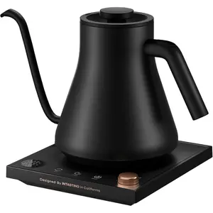 Electric Kettles, Gooseneck Electric Kettle, +-1? Temperature Control, Stainless Steel Inner, Quick Heating, for Pour Over Coffee, Brew , Boil Hot Water, 0.9L Black