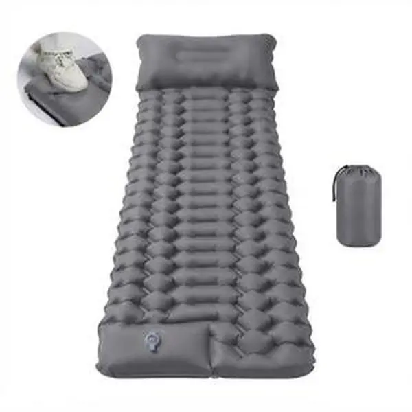 WKEFF Camping Sleeping Pad, Ultralight Camping Mat with Pillow, Built-in Foot Pump Inflatable Sleeping Pads Compact for Camping Backpacking Hiking Traveling Tent, Single, Green