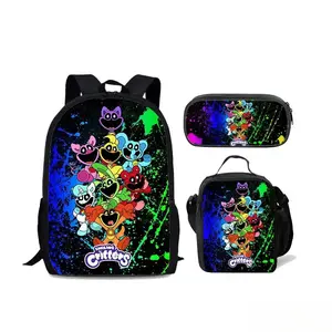 Smiling Critters 3pcs Set Backpack School Bags Shoulder Bag Pencil Case Computer Book Bags