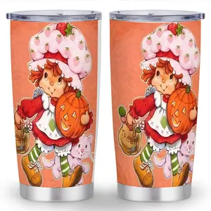 1pc 20oz  Strawberry Heart Tumbler, Cute Strawberry Cup with Lid, 304 Stainless Steel Mug for,, Birthday Party, Strawberry Shortcake Cup,  Strawberry Tumbler