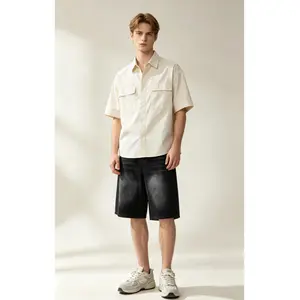 JUNBAOSS Men's Baggy Jean Shorts Y2K Casual Vintage Wide Leg Skater Denim Shorts Fashion Comfy Loose Fit Long Streetwear Hip Hop Summer Jorts Denim Shorts Below Knee five-point pants fathersdaygift
