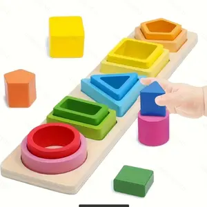 Children Wooden Stack-And-Match Toy, Shape Sorter, Early Education Puzzle Toy, Cognitive Development, Problem Solving Skills, Hand-Eye Coordination