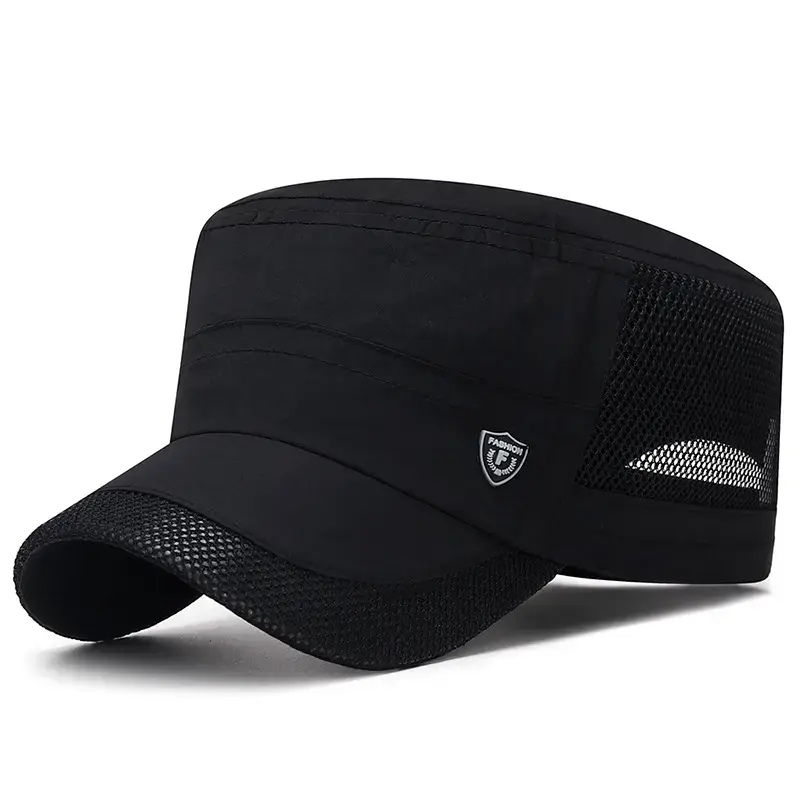Men's Mesh Military Cap | Breathable Short Bill Cadet Cap | Summer Quick Dry Army Hat for Outdoor Fishing Hiking Daily Wear
