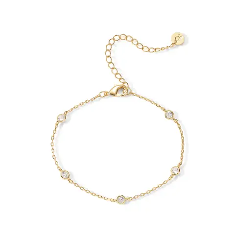 PAVOI 14K Gold Plated Station Bracelet - Simulated Diamond BTY Bracelet - Womens CZ Chain Bracelet