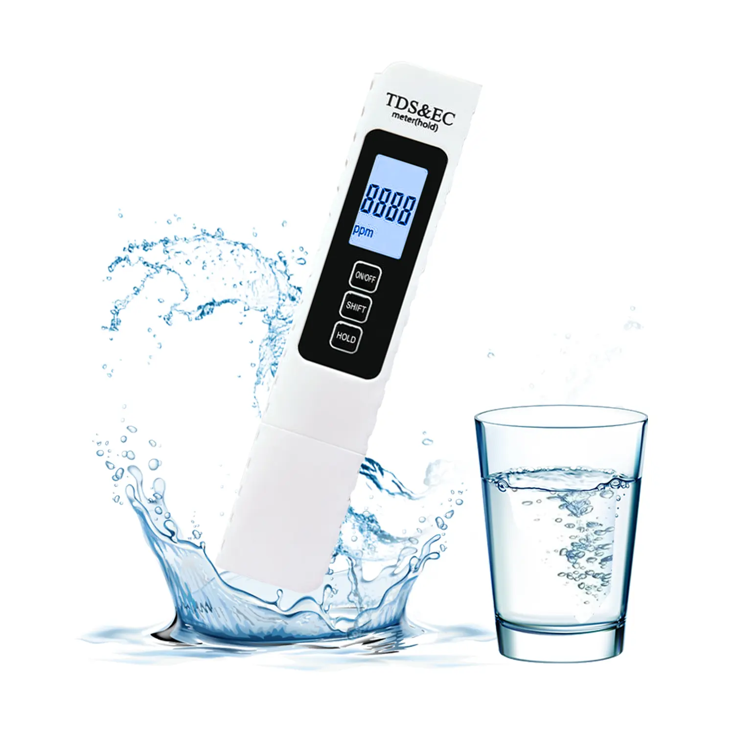 4-in-1 Digital TDS Water Tester - Measures TDS, EC, Temp (°C/°F), 0-9990 ppm Range, Backlight Display, Auto Lock, Home & Garden Pool Supplies Tool for Inflatable Pools