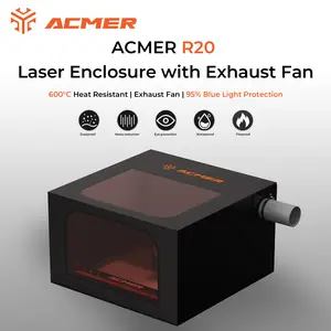 ACMER R20 laser engraving machine protective cover with exhaust fan - It can block 99% of smoke and odors. Suitable for most laser cutting machines. Made of lightweight, high-temperature resistant and fireproof fabric, ensuring a safer engraving process.