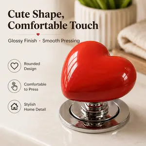 Heart-Shaped Multi-Function Press Knob, Toilet Flush Button Amplifier, Cabinet Door Handle, 4 Colors Available, Glossy Design, Home Decor