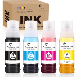 Compatible 522 (Not for Sublimation) High Capacity Refill Ink Bottle Replacement for EcoTank ET-2720 ET-2760 ET-2800 ET-4800 ET-2803 ET-2750 ET-3750 ET-4750 ET-3760 ET-4760 ET-2700 Printer