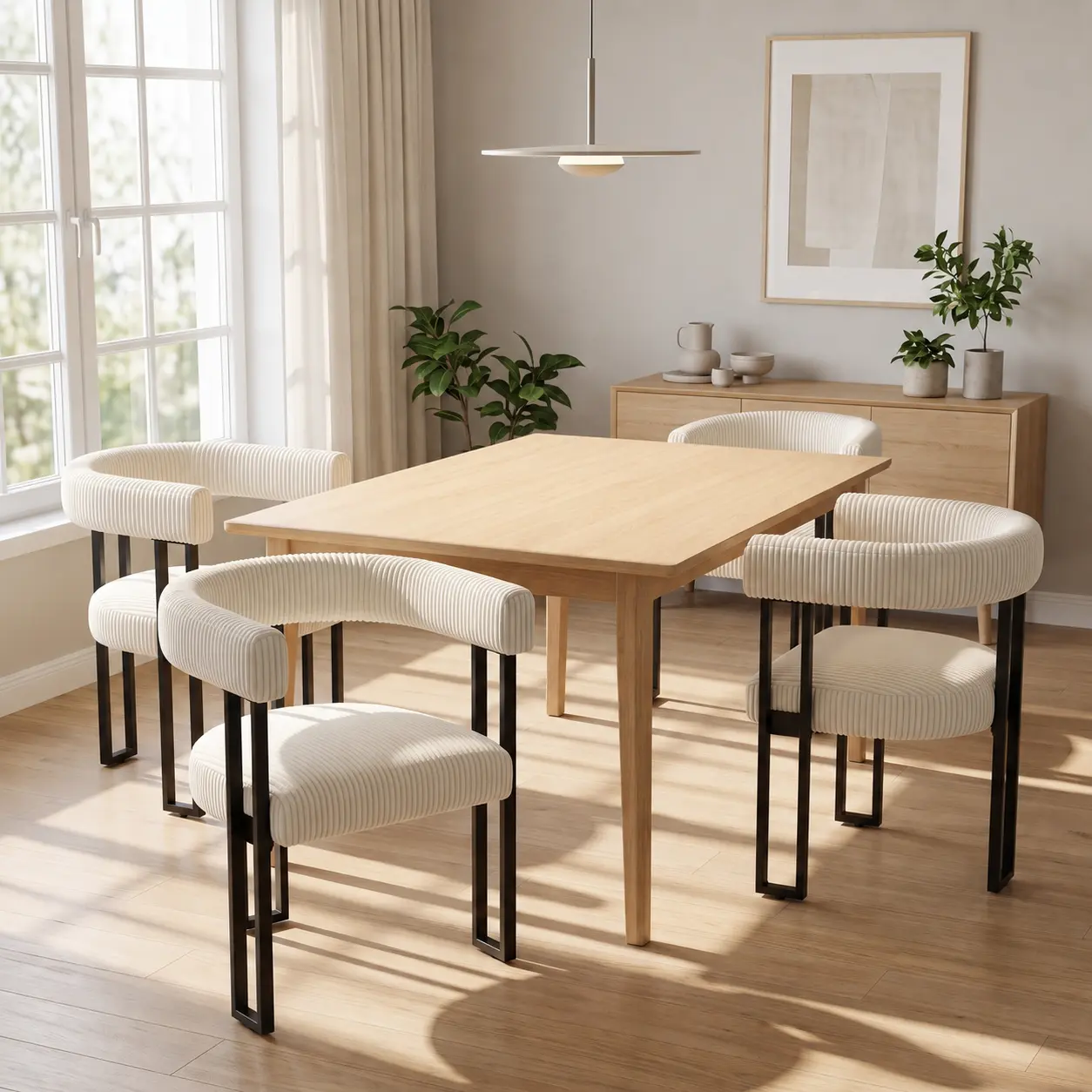 EVOCELOT set of 2 corduroy dining chairs with metal legs, curved backrests, and thick padded seats for added comfort. Available in multiple colors, these chairs are ideal for dining rooms, kitchens, and living rooms, and make a great housewarming gift.