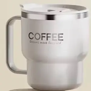 (WHITE)  Coffee Mug - Stainless Steel Travel Cup with Lid, Reusable and Portable Drinkware