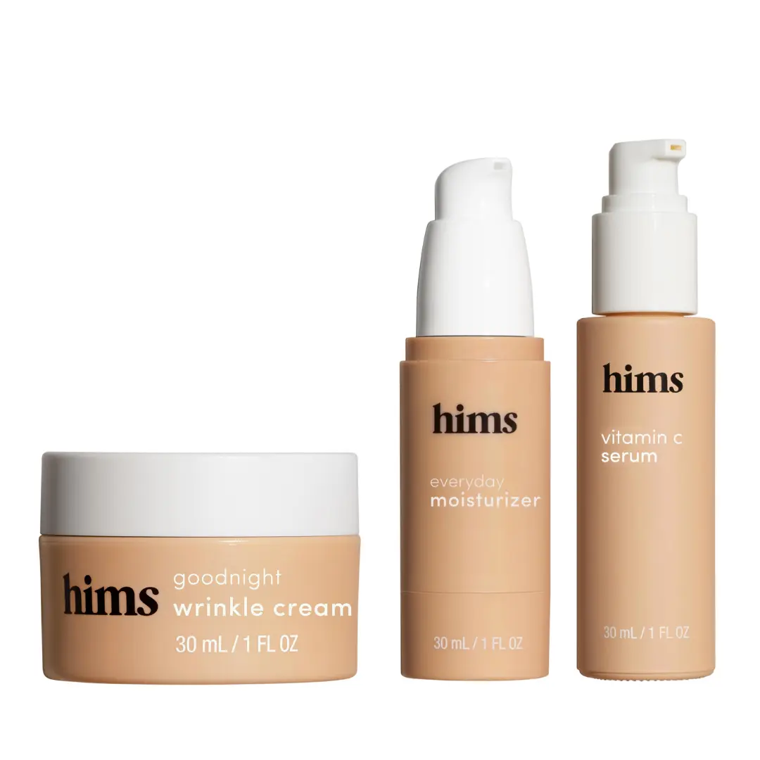 Hims Goodnight Wrinkle Cream + Everyday Moisturizer + Vitamin C Serum for Men Bundle Hims Goodnight Wrinkle Cream + Everyday Moisturizer + Vitamin C Serum for Men Bundle