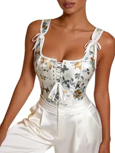 Shapewear Corset Bralette Tank Top, Sleeveless Floral Cross-Strap Design, Perfect for Womenswear & Outerwear, Women's Undergarment, Comfortable & Stylish, Underwear