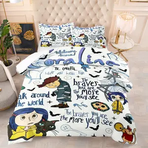 Ghost Mom themed blanket with Caroline cartoon pattern, Slogan Print Blanket, Figure Print Blanket, perfect for decorating bedrooms and dormitories for teenagers and young adults. Includes 1 blanket and 1 or 2 pillowcases without a core