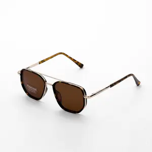 Women's Fashionable Frames Sunglasses - 2025 Fall-Summer Geometric Double-Beam, Polarized Sun Protection, Metal Craftsmanship, High Quality Stylish Female Eyewear Accessory for Travel