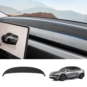 Upgrade Car Dashboard Panel Cover Mat for Tesla Model 3 Highland / Model Y Juniper Anti-Glare and Sun Protection Suede Dash Mat Interior Accessories