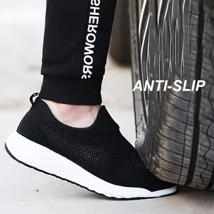 Summer Mesh Lightweight Work Sneakers Steel Toe Anti-Smash Anti-Puncture Men's Women's Work Safety Shoes Breathable Construction Shoes Work Boots