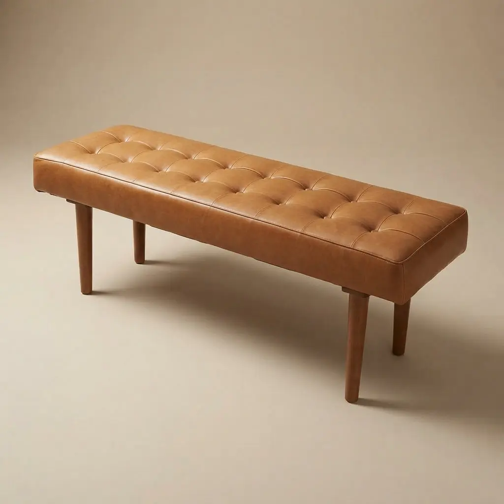 Banten Tan Leather Bench