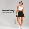 DLOODA Women's High-Waist High-Stretch Synthetic Fitted Above-the-Knee Skirted Shorts, Tennis Attire Activewear with Pocket Bottoms for Summer Golf Workouts