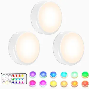 3/6/9Pack Smart LED Night Light RGB 13 Colors, Home Night Lamp, Indoor Lighting, Remote Control & Touch Control, Wall Lamp, Cabinet Spotlight, Bedroom, Living Room, Stairs, Entrance