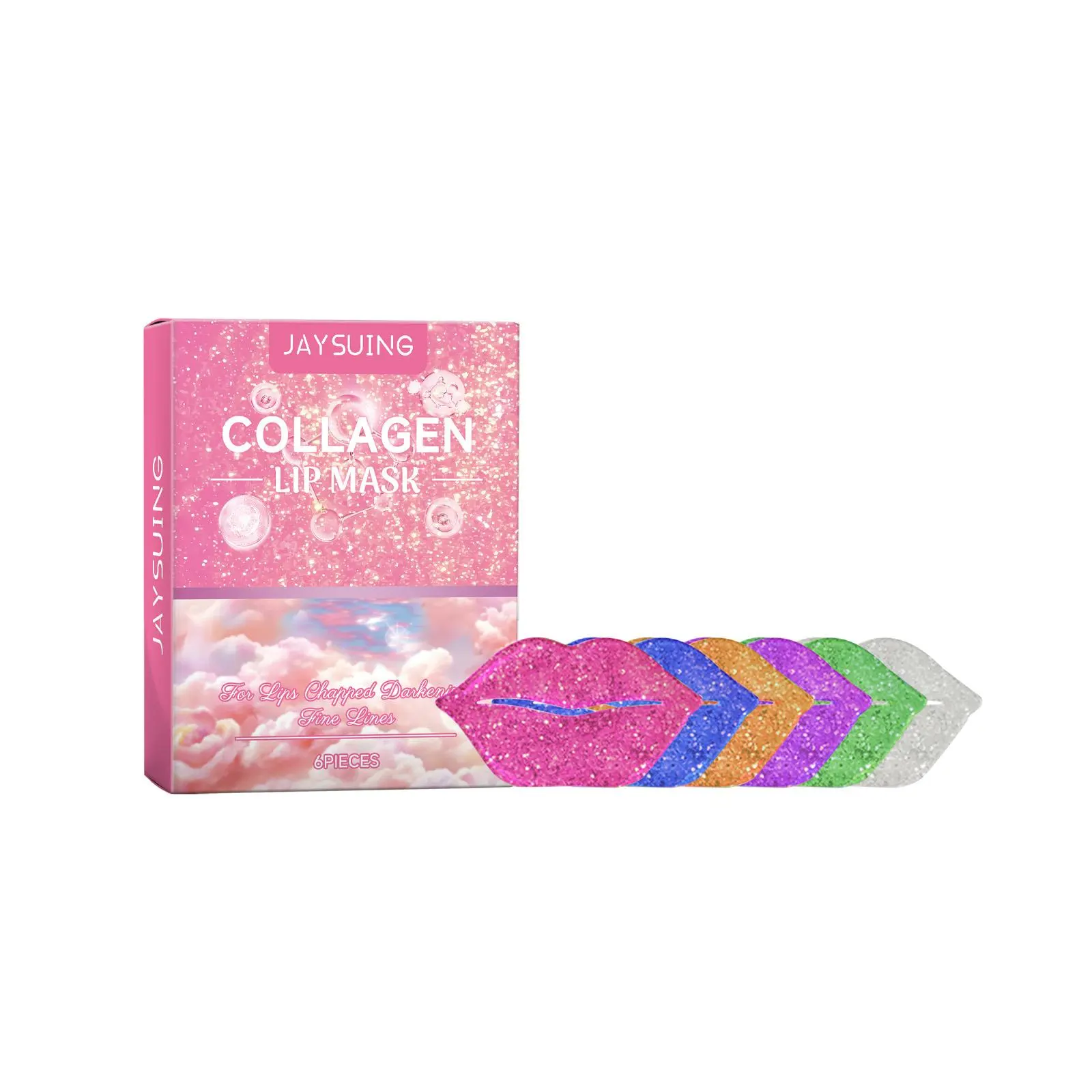 Jaysuing Collagen Lip Mask Stickers Fade Lip Lines Hydrating Moisturizing and Nourishing Lip Exfoliating Non-Greasy Smooth Hyaluronic Restore Strawberry Moisturizer Moisture