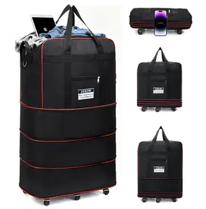 Expandable Travel Bag with Wheels, 100L Lightweight Foldable Luggage, Large Capacity Rolling Duffel Bag, Expandable Suitcase for Airplane Travel, Moving, Weekend Trips