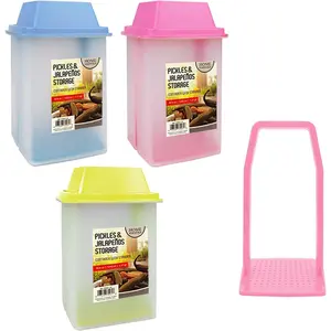 1 Large Pickle Jar Holder Olive Jalapeno Keeper Container Food Storage Strainer