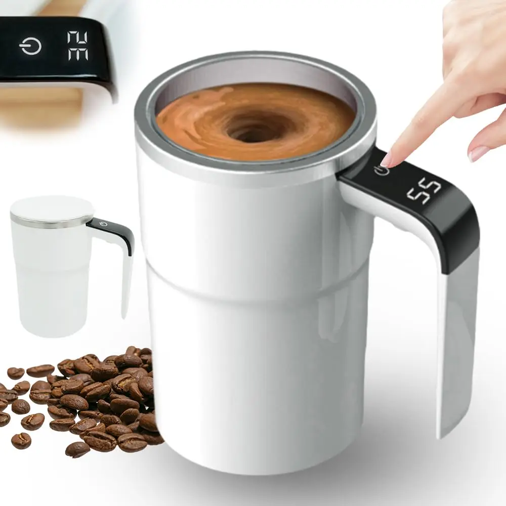 Automatic Magnetic Self-Stirring Coffee Mug, Stainless Steel Electric Mixing Cup for Coffee, Milk, Tea, Hot Chocolate & Cocoa, Home Office Travel Drink Mixer