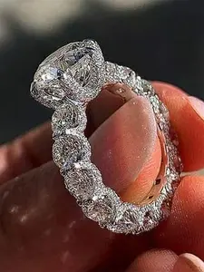 1pc Luxury Cubic Zirconia Artificial Gemstone Ring For Women Engagement Rings For Wedding Engagement Anniversary Jewelry Valentine's Day Gift Elegant Glittering Ring