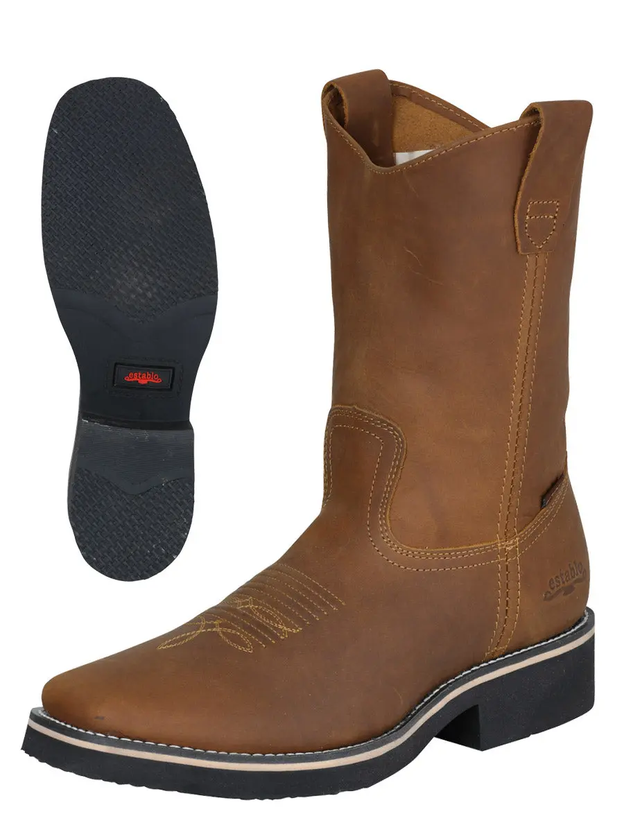 Establo Men’s Rodeo Work Boot - Crazy Leather in Mango 41549