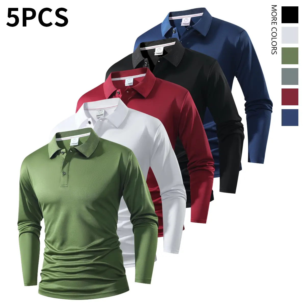 Men's Golf Polo Shirt - Pointed Collar, Moisture-Wicking, Sweat-Absorbent Long-Sleeved Top for Spring & Autumn Casual, Smart Casual Style - Mensfashion Valentine's Day Gift