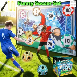 Toy Soccer Ball Game Set for Boys and Girls, Indoor Outdoor Backyard Toss Soccer Goal Game, Portable Soccer Goal, with 2 Balls, 1 Flannel Target, Soccer Toys for 3-12 Years Old Kids Birthday, soccer toys, outdoor games for kids