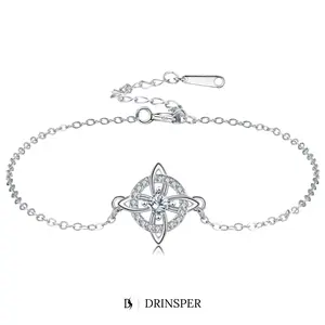 DRINSPER Hecate Witches Knot Witchy Style Bracelet for Women Girls, Adjustable Copper Chain with Cubic Zirconia Center, Celtic Protection Amulet Fashion Jewelry, Delicate 6.7in + 1.6in Extender Design Gift for Wiccan Pagan Spiritual Daily Wear
