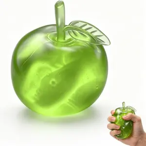 Stress Relief Toy, Stress Relief Fruit Toy, Slow Rebound Clear Fruit Squeeze Fidget Toy Pressure Relief Soft Stress Ball Pinch Sensory Toy (Cyan)