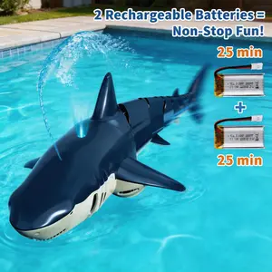 Remote Control Shark Toy 2.4GHz High Speed RC Boat | Electric Swinging Shark with Music Light, Movable Head Tail & Water Spray | Obstacle Avoidance Pool Novelty Gift for Kids Adults