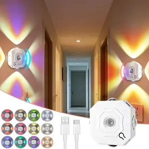 LED Motion Sensor Night Light, Adjustable Color RGB/three Colors Wall Lamp, Magnetic Installation, Indoor Bedside Reading Light, Ambient Decoration Lamp, Ambient Night Lights