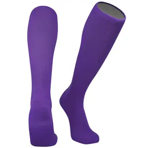 Mk Socks All Sport Knee High Long Baseball Football Tube Socks, Purple (L)