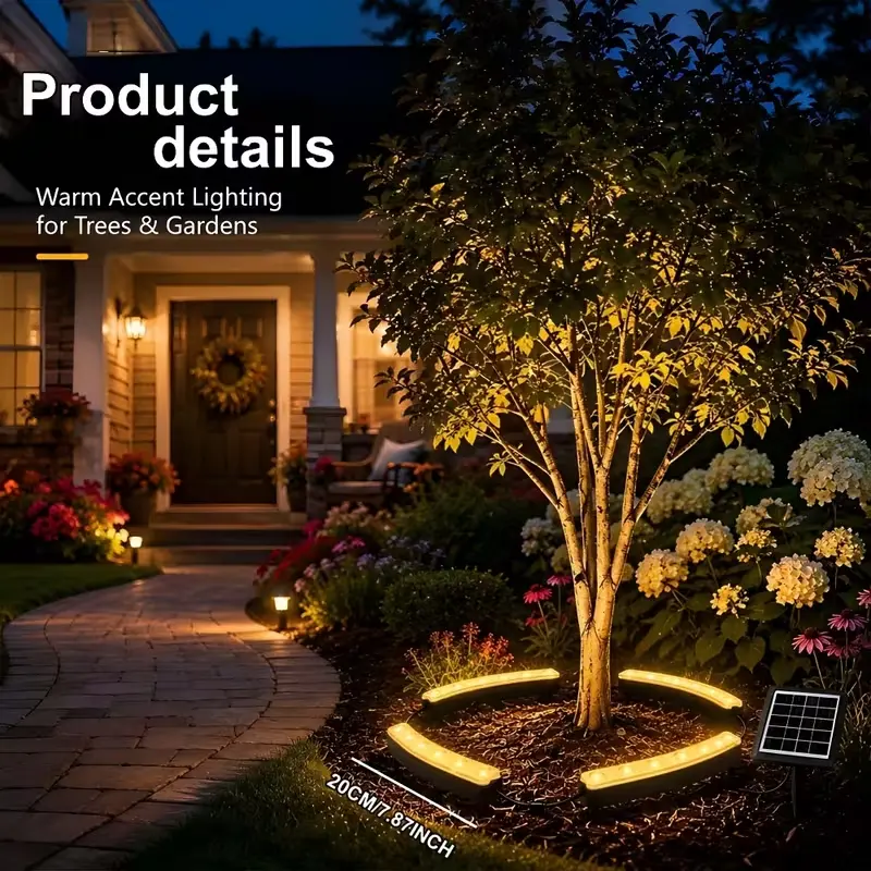 Solar Tree Lights Outdoor, Ring Solar Landscape Lights with 3 Lighting Modes, IP65 Waterproof, Solar Powered Tree Uplights for Garden, Yard, Patio and Walkway Decor
