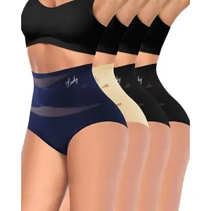 Women's High Waisted Underwear Full Coverage Compression Briefs 4/5 Packs Panties Postpartum Comfortable