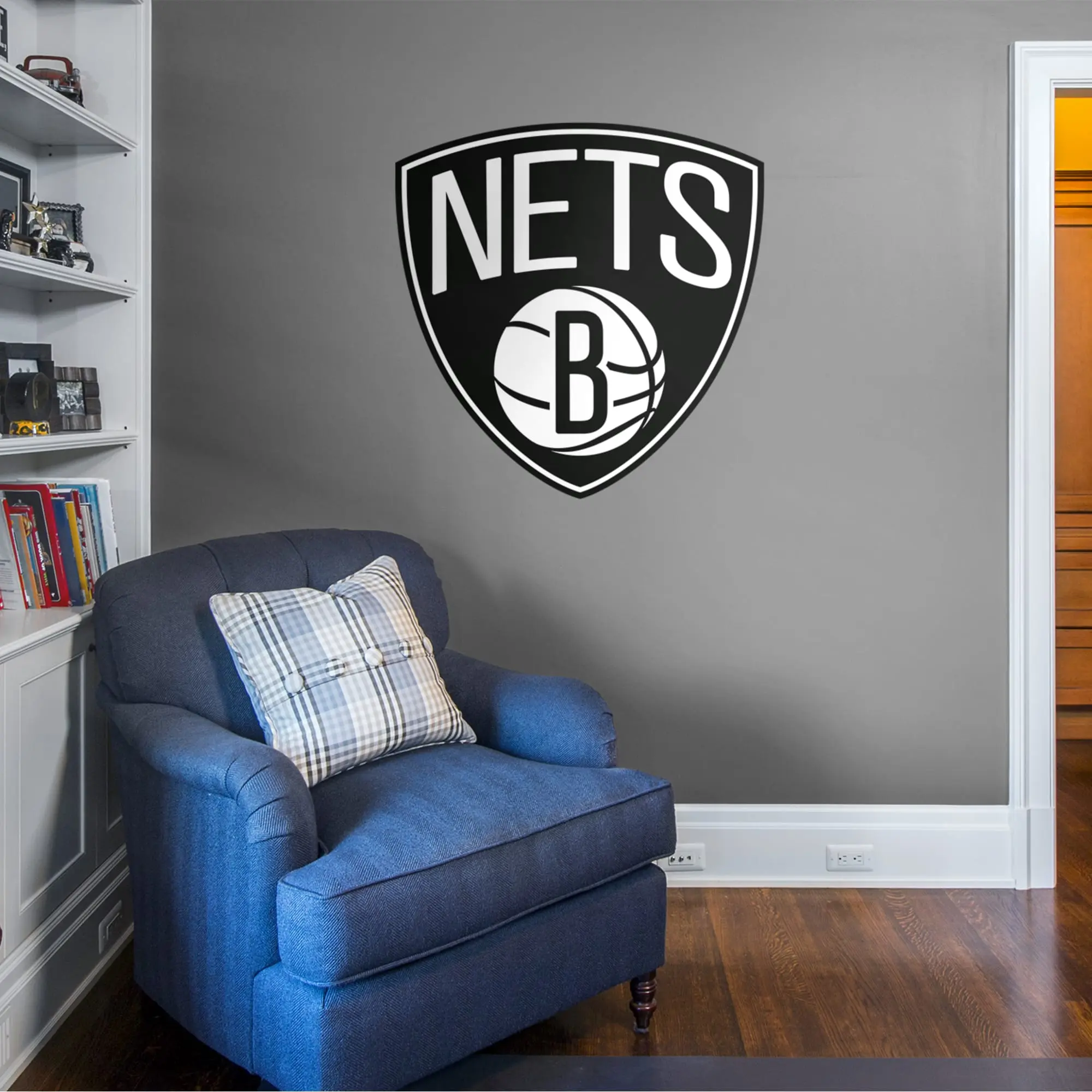 Official NBA Brooklyn Nets RealBig Logo Collection Reusable Vinyl Decal Stickers - Room Decor, Fan-Focused Home Decor Wall Stickers